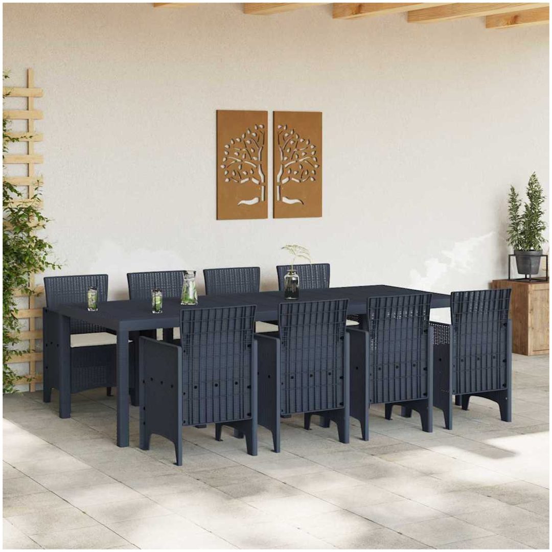 Trädgårdsmöbelset 9 pcs Antracit PE Rattan vidaXL 250 x 100 x 73 cm – bild 3