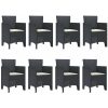 Trädgårdsmöbelset 9 pcs Antracit PE Rattan vidaXL 250 x 100 x 73 cm – miniatyr 5