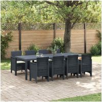 Trädgårdsmöbelset 9 pcs Antracit PE Rattan vidaXL
