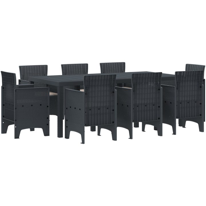 Trädgårdsmöbelset 9 pcs Antracit Plast Rattan vidaXL 200 x 100 x 73 cm – bild 2