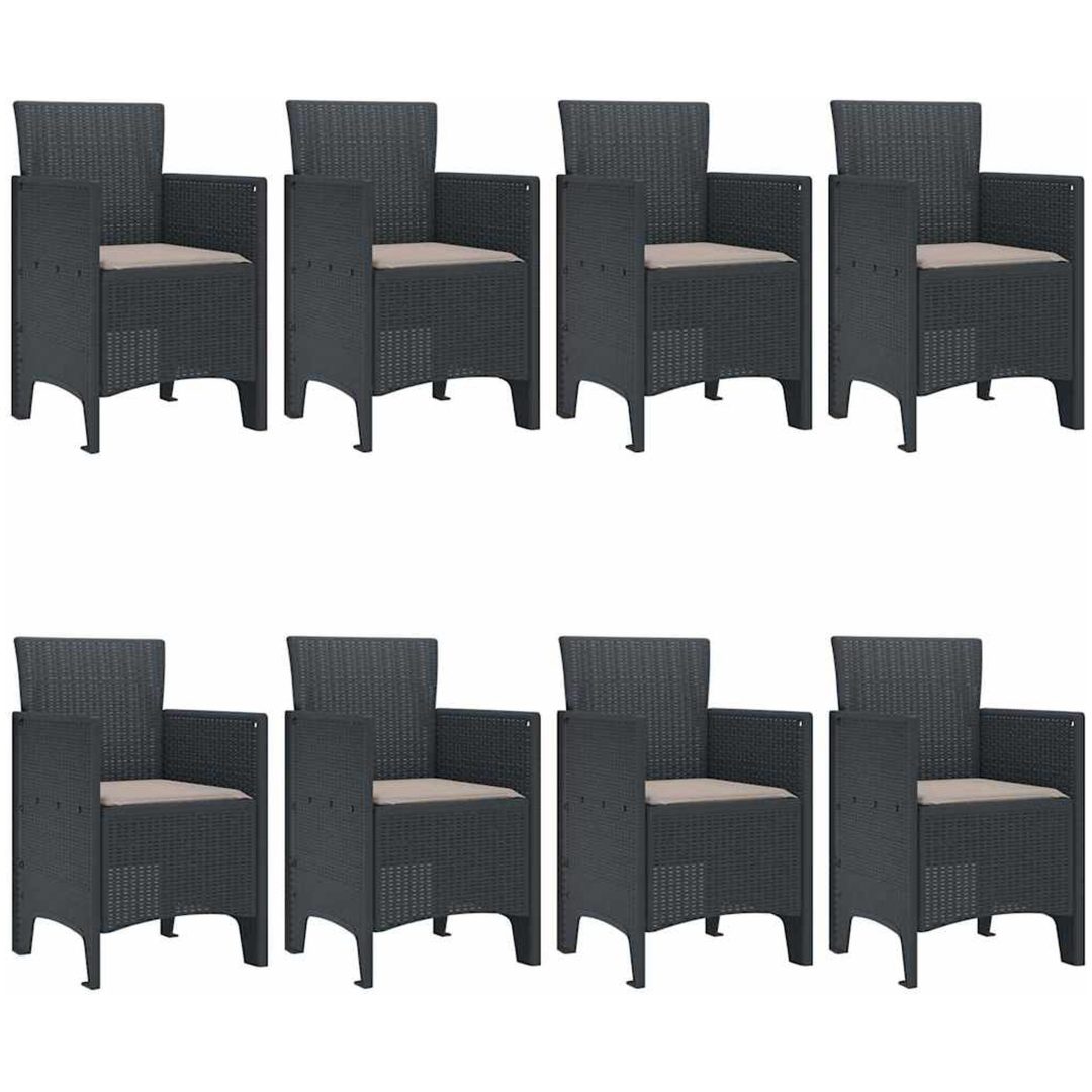 Trädgårdsmöbelset 9 pcs Antracit Plast Rattan vidaXL 200 x 100 x 73 cm – bild 4