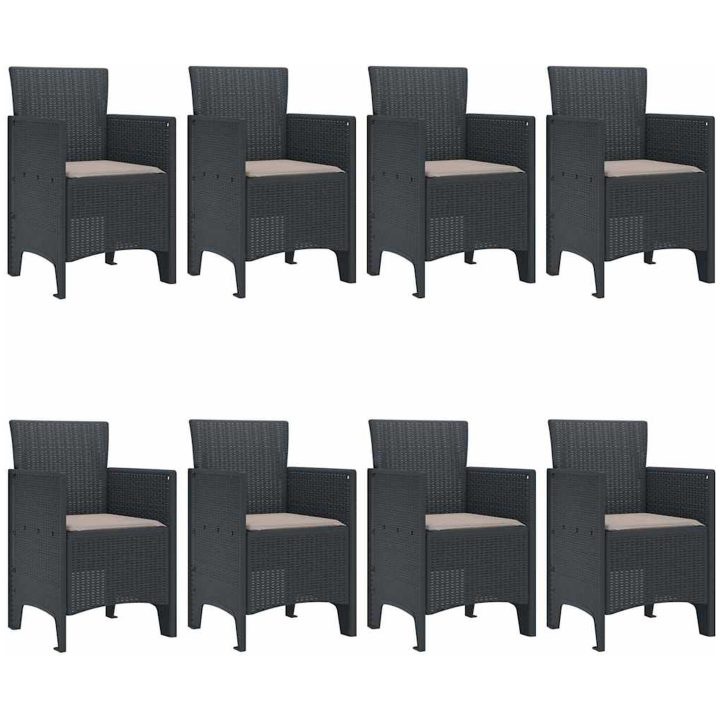 Trädgårdsmöbelset 9 pcs Antracit Plast Rattan vidaXL 200 x 100 x 73 cm – bild 4