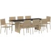 Trädgårdsmöbelset 9 pcs Beige Konstrotting vidaXL 240 x 90 cm – miniatyr 2