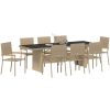 Trädgårdsmöbelset 9 pcs Beige Konstrotting vidaXL 240 x 90 cm – miniatyr 3