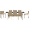 Trädgårdsmöbelset 9 pcs Beige Konstrotting vidaXL 240 x 90 cm – miniatyr 7