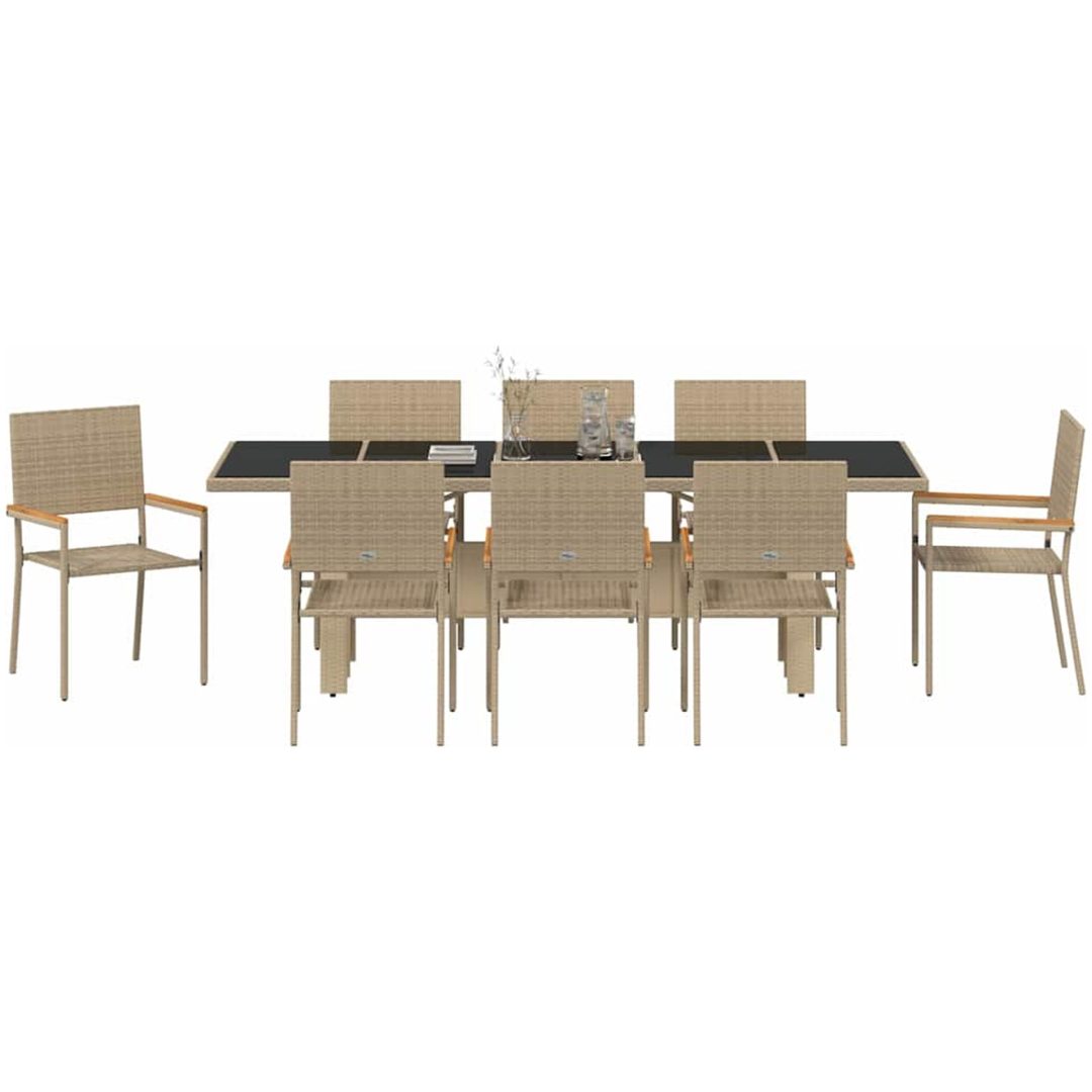 Trädgårdsmöbelset 9 pcs Beige Konstrotting vidaXL 240 x 90 cm – bild 7