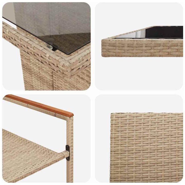 Trädgårdsmöbelset 9 pcs Beige Konstrotting vidaXL 240 x 90 cm – bild 9