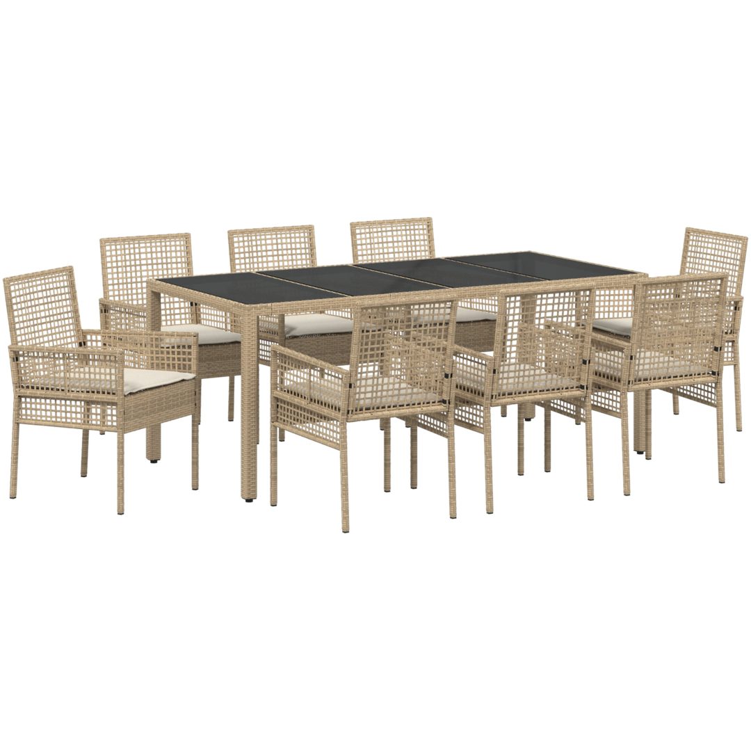 Trädgårdsmöbelset 9 pcs Beige PE rotting vidaXL Stor – bild 2