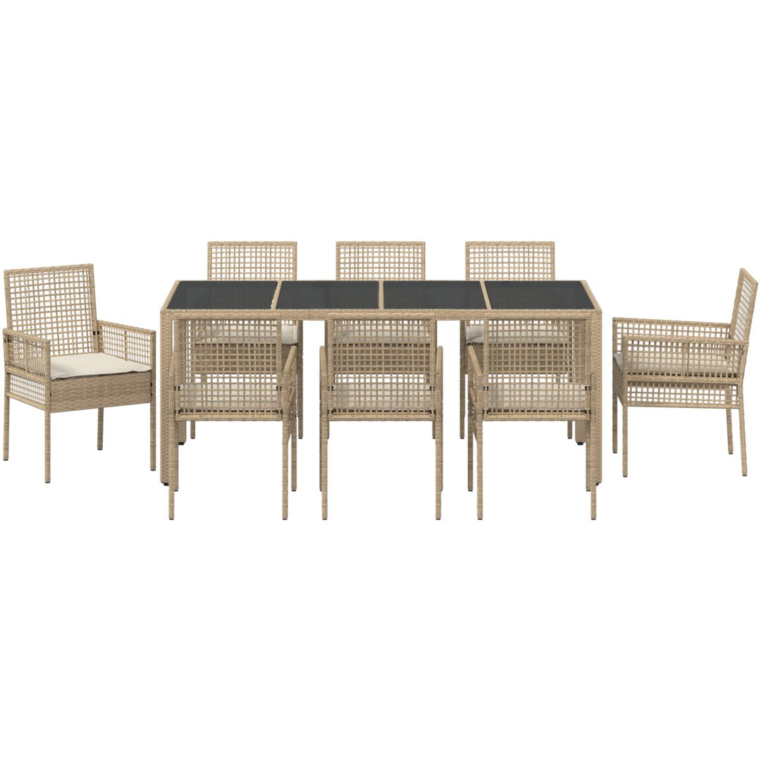 Trädgårdsmöbelset 9 pcs Beige PE rotting vidaXL Stor – bild 7