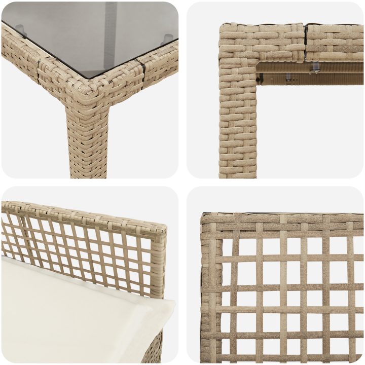 Trädgårdsmöbelset 9 pcs Beige PE rotting vidaXL Stor – bild 9