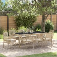 Trädgårdsmöbelset 9 pcs Beige PE rotting vidaXL