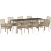 Trädgårdsmöbelset 9 pcs Beige vidaXL 250 x 100 x 75 cm – miniatyr 2