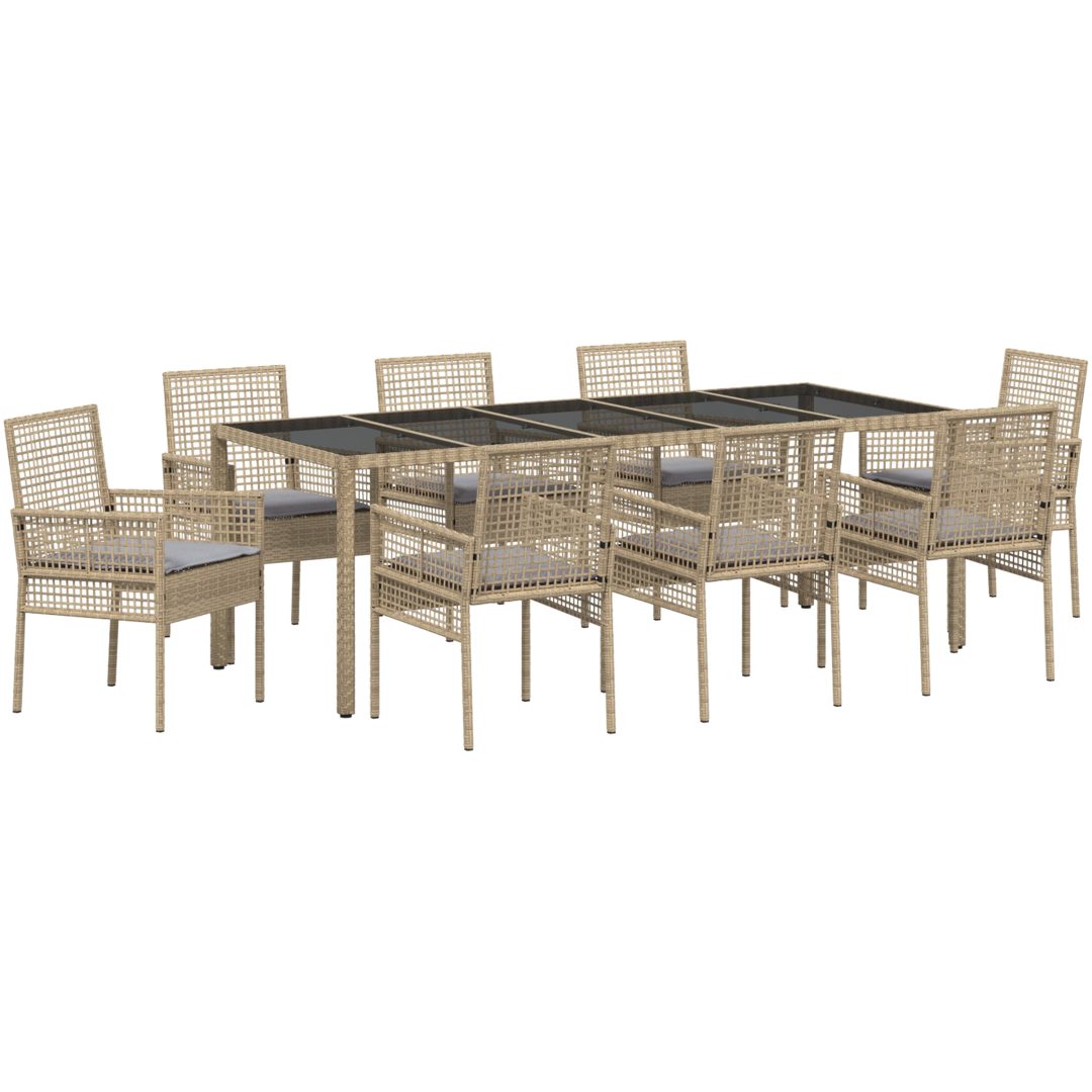 Trädgårdsmöbelset 9 pcs Beige vidaXL 250 x 100 x 75 cm – bild 2