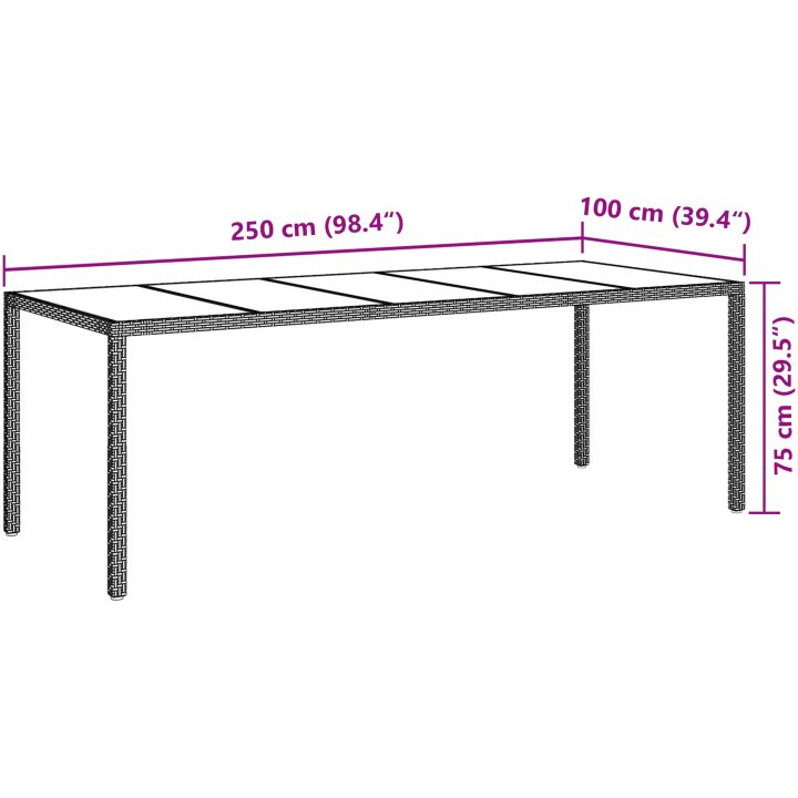 Trädgårdsmöbelset 9 pcs Beige vidaXL 250 x 100 x 75 cm – bild 11