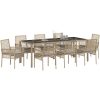 Trädgårdsmöbelset 9 pcs Beige vidaXL 250 x 100 x 75 cm – miniatyr 3