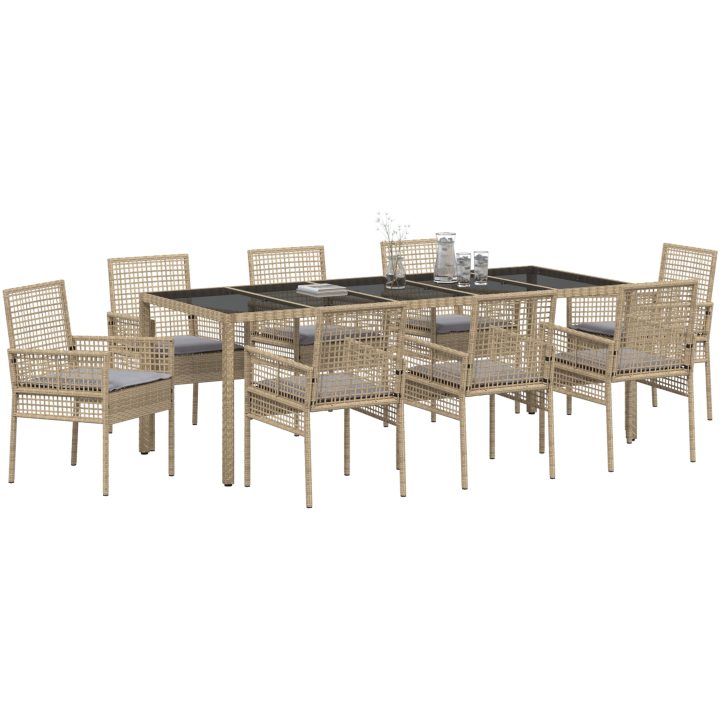 Trädgårdsmöbelset 9 pcs Beige vidaXL 250 x 100 x 75 cm – bild 3