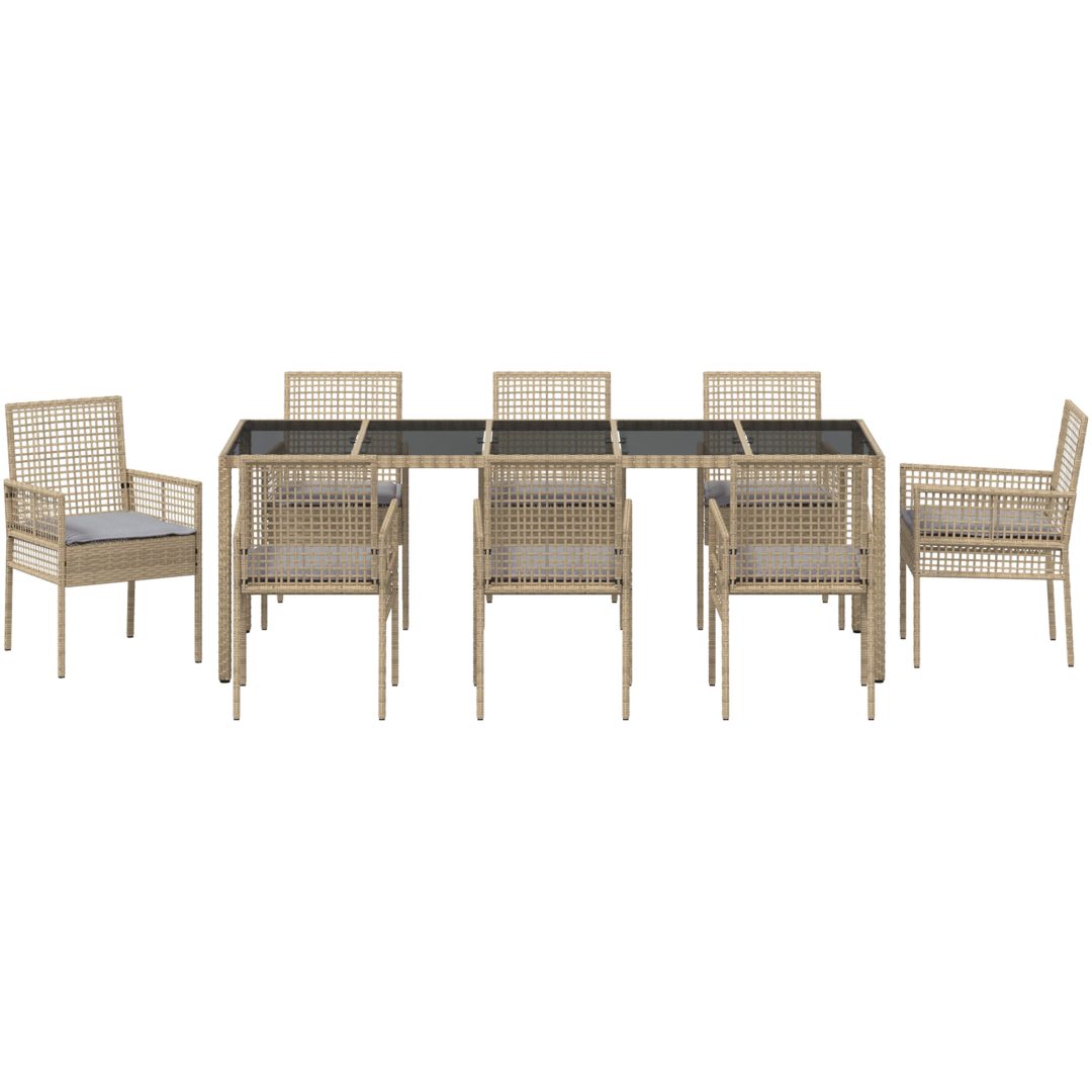 Trädgårdsmöbelset 9 pcs Beige vidaXL 250 x 100 x 75 cm – bild 7