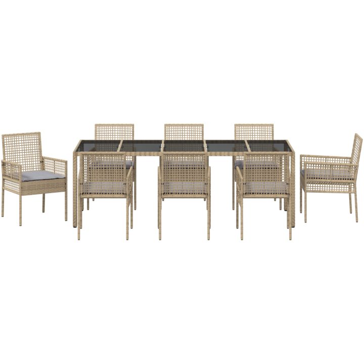 Trädgårdsmöbelset 9 pcs Beige vidaXL 250 x 100 x 75 cm – bild 7