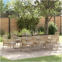 Trädgårdsmöbelset 9 pcs Beige vidaXL