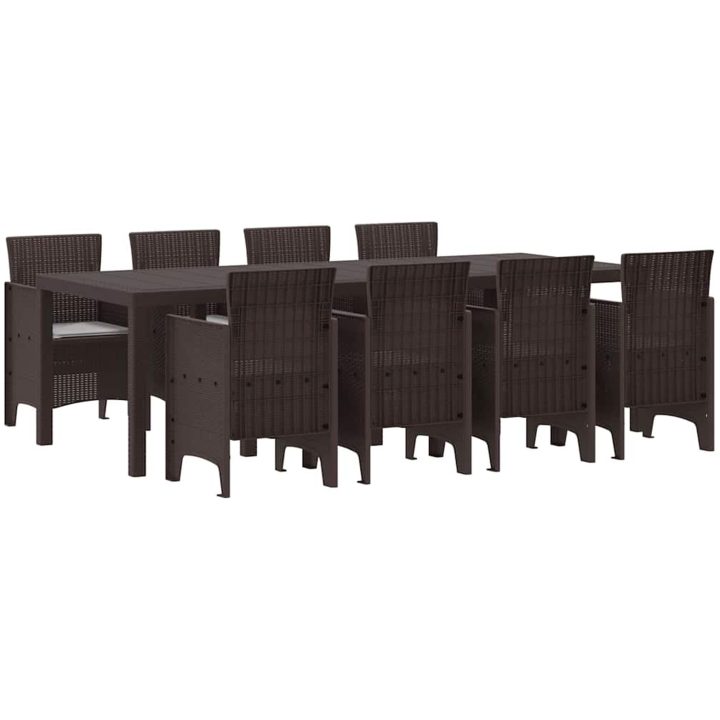 Trädgårdsmöbelset 9 pcs Brun Konstrotting vidaXL 250 x 100 x 73 cm – bild 2