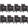 Trädgårdsmöbelset 9 pcs Brun Konstrotting vidaXL 250 x 100 x 73 cm – miniatyr 5