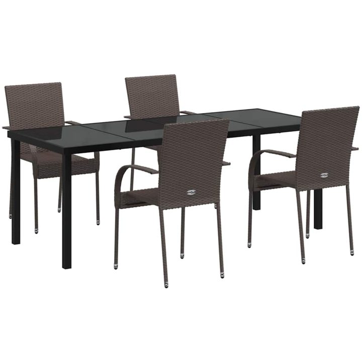 Trädgårdsmöbelset 9 pcs Brun PE Rattan vidaXL 200 x 80 x 73 cm – bild 2