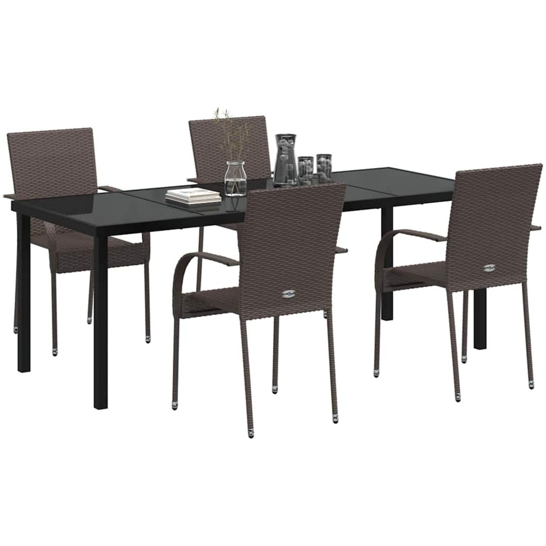 Trädgårdsmöbelset 9 pcs Brun PE Rattan vidaXL 200 x 80 x 73 cm – bild 3