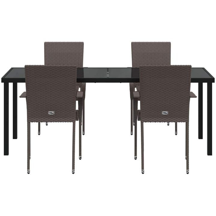 Trädgårdsmöbelset 9 pcs Brun PE Rattan vidaXL 200 x 80 x 73 cm – bild 7