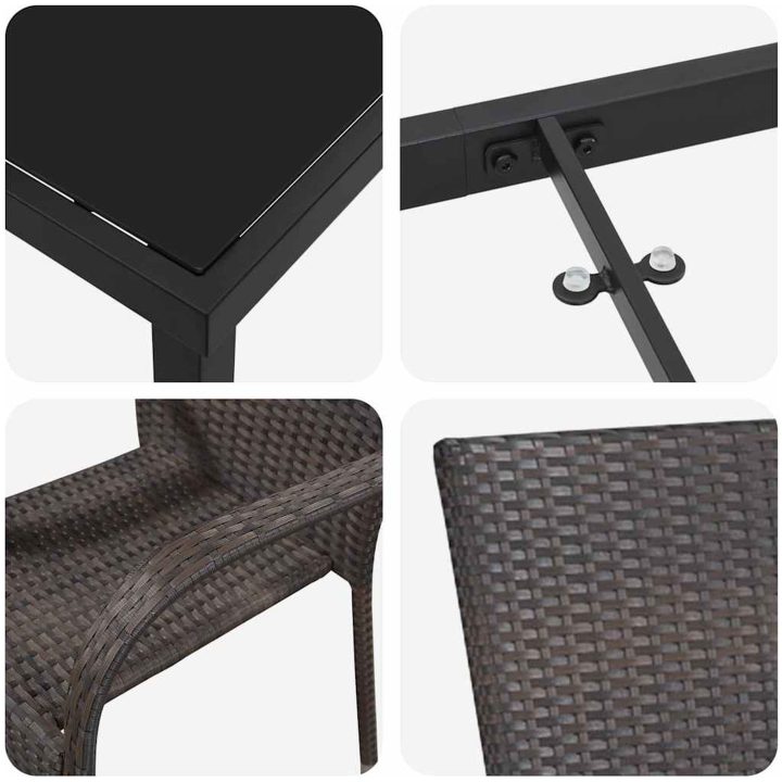 Trädgårdsmöbelset 9 pcs Brun PE Rattan vidaXL 200 x 80 x 73 cm – bild 8