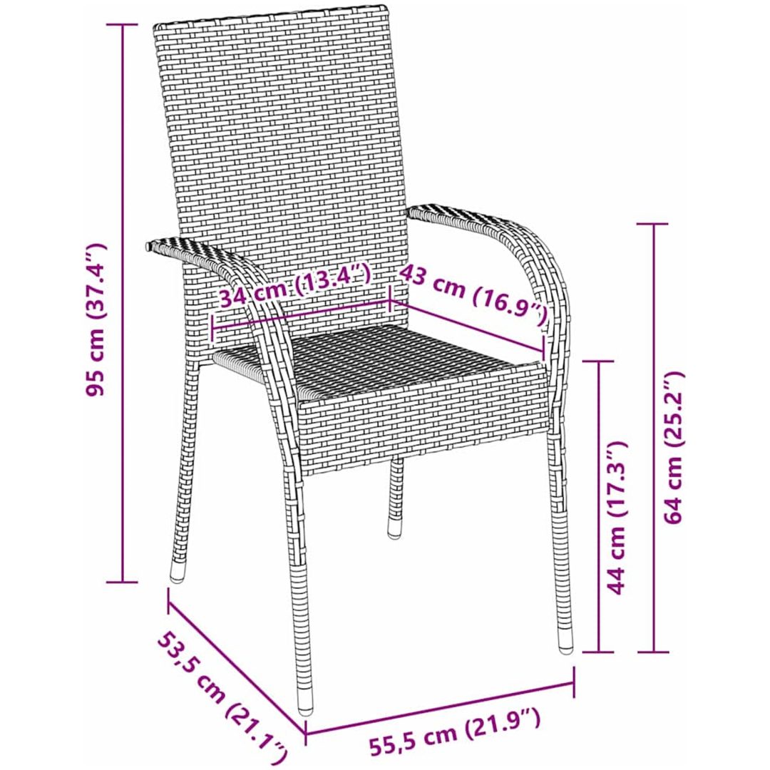 Trädgårdsmöbelset 9 pcs Brun PE Rattan vidaXL 200 x 80 x 73 cm – bild 9