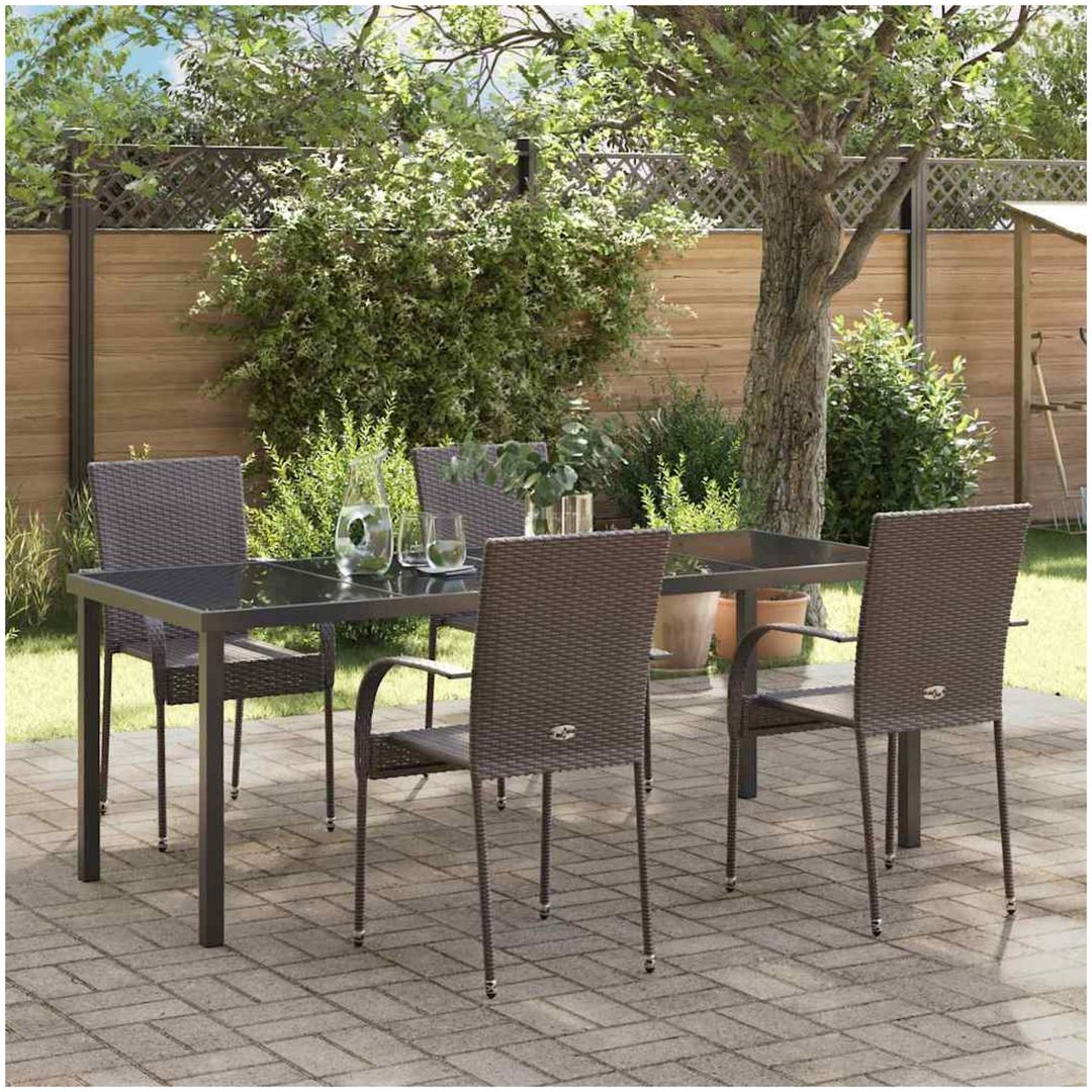 Trädgårdsmöbelset 9 pcs Brun PE Rattan vidaXL 200 x 80 x 73 cm