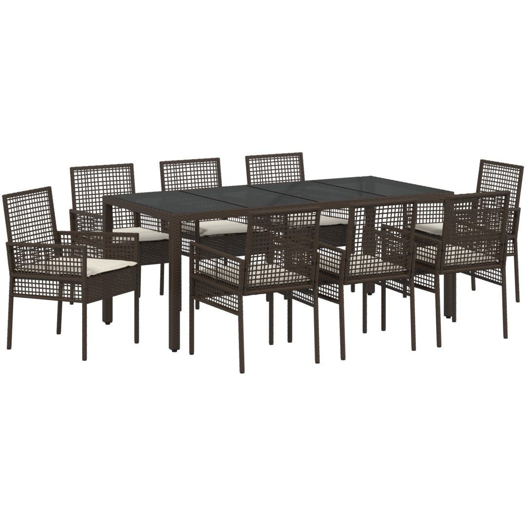 Trädgårdsmöbelset 9 pcs Brun PE rotting vidaXL 190 x 90 x 75 cm – bild 2