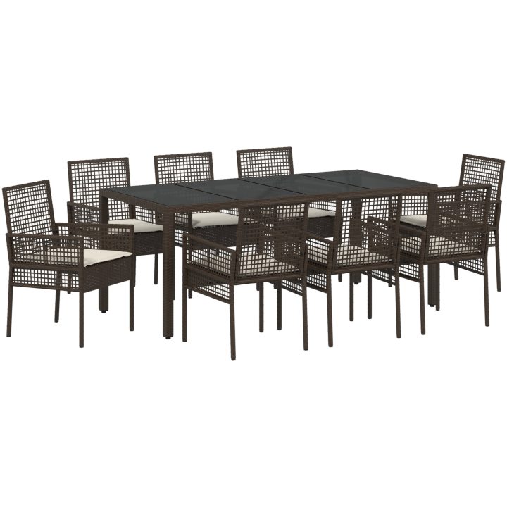 Trädgårdsmöbelset 9 pcs Brun PE rotting vidaXL 190 x 90 x 75 cm – bild 2