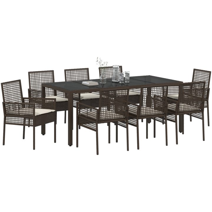 Trädgårdsmöbelset 9 pcs Brun PE rotting vidaXL 190 x 90 x 75 cm – bild 3