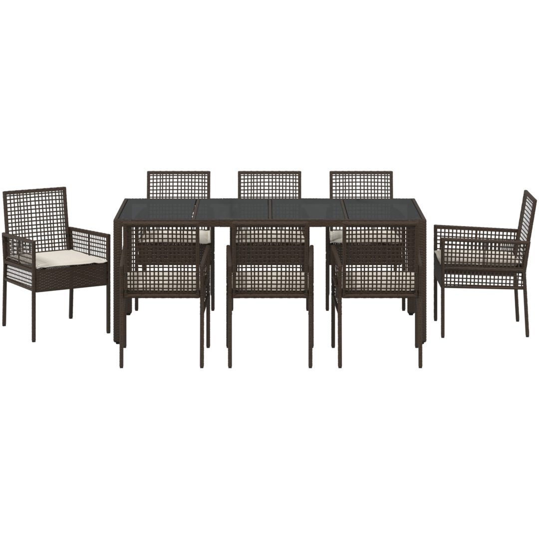 Trädgårdsmöbelset 9 pcs Brun PE rotting vidaXL 190 x 90 x 75 cm – bild 7