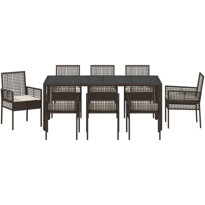 Trädgårdsmöbelset 9 pcs Brun PE rotting vidaXL 190 x 90 x 75 cm – bild 7