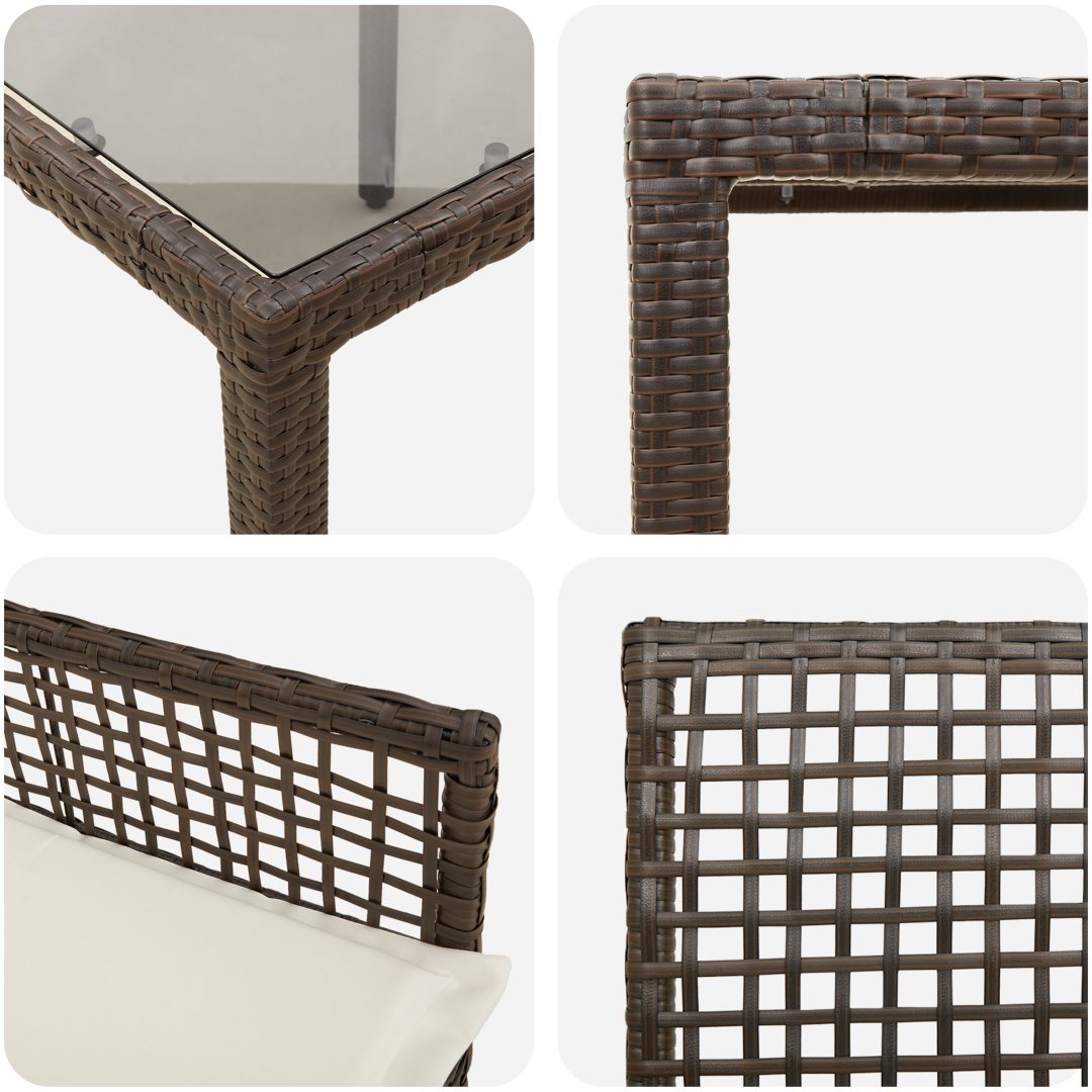 Trädgårdsmöbelset 9 pcs Brun PE rotting vidaXL 190 x 90 x 75 cm – bild 9
