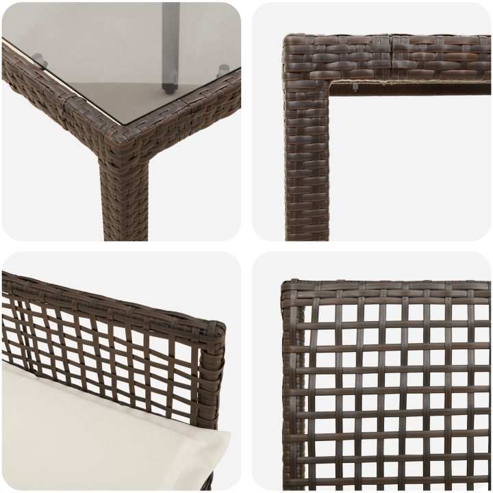 Trädgårdsmöbelset 9 pcs Brun PE rotting vidaXL 190 x 90 x 75 cm – bild 9