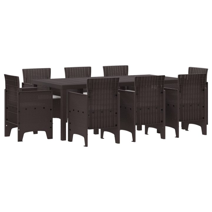 Trädgårdsmöbelset 9 pcs Brun Plast Rattan vidaXL 200 x 100 x 73 cm – bild 2