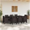 Trädgårdsmöbelset 9 pcs Brun Plast Rattan vidaXL 200 x 100 x 73 cm – miniatyr 3