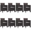 Trädgårdsmöbelset 9 pcs Brun Plast Rattan vidaXL 200 x 100 x 73 cm – miniatyr 4