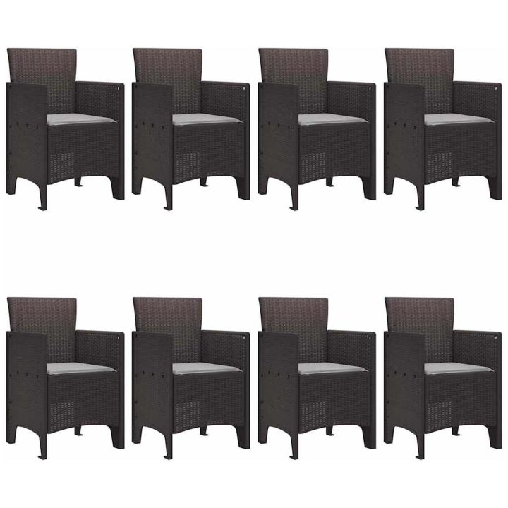 Trädgårdsmöbelset 9 pcs Brun Plast Rattan vidaXL 200 x 100 x 73 cm – bild 4