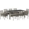 Trädgårdsmöbelset 9 pcs Grå Konstrotting vidaXL 190 x 90 x 75 cm – miniatyr 2