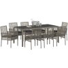 Trädgårdsmöbelset 9 pcs Grå Konstrotting vidaXL 190 x 90 x 75 cm – miniatyr 3