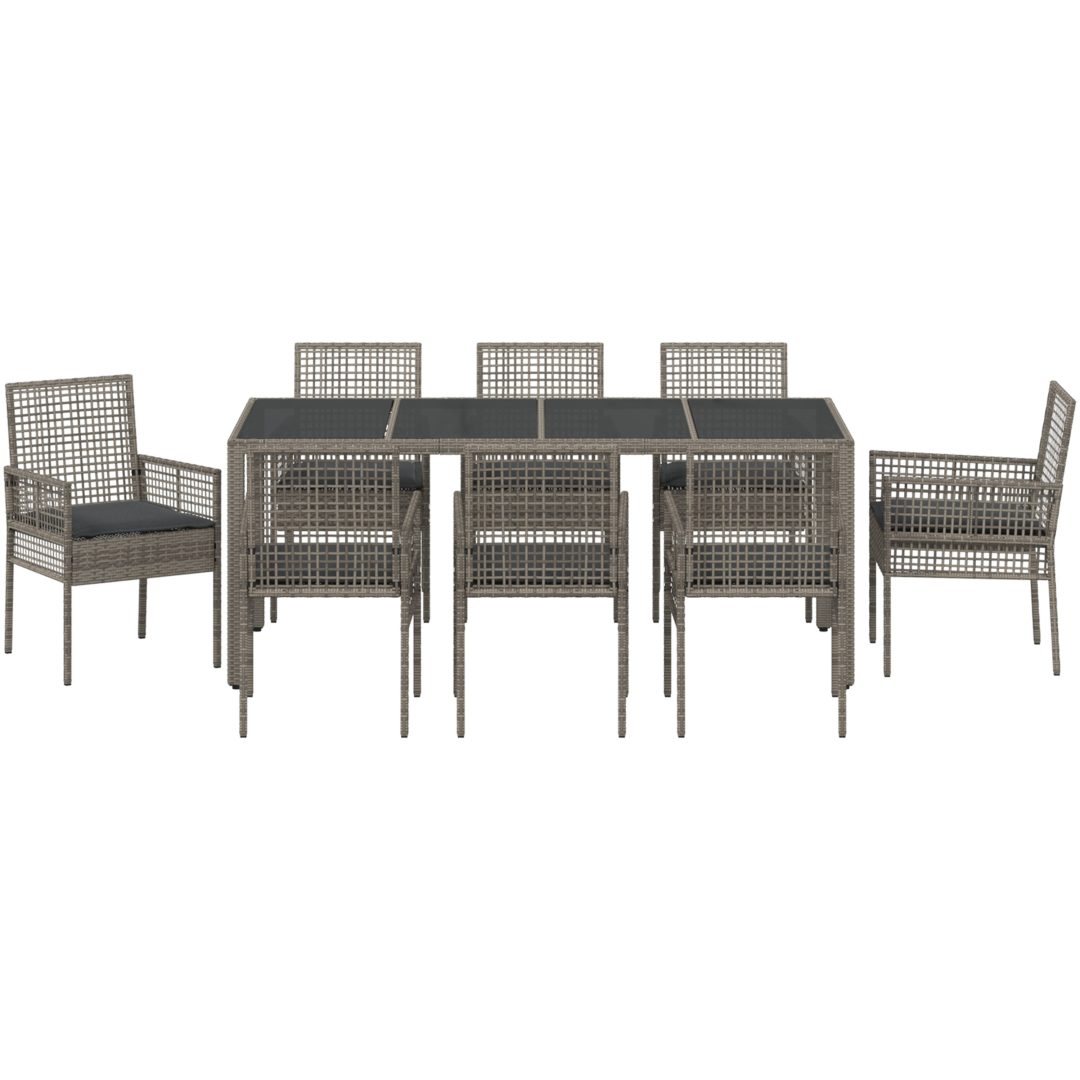 Trädgårdsmöbelset 9 pcs Grå Konstrotting vidaXL 190 x 90 x 75 cm – bild 7
