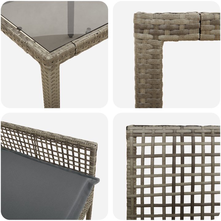 Trädgårdsmöbelset 9 pcs Grå Konstrotting vidaXL 190 x 90 x 75 cm – bild 9