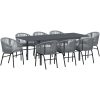 Trädgårdsmöbelset 9 pcs Grå Metallram, Rep, Tyg vidaXL Large – miniatyr 2