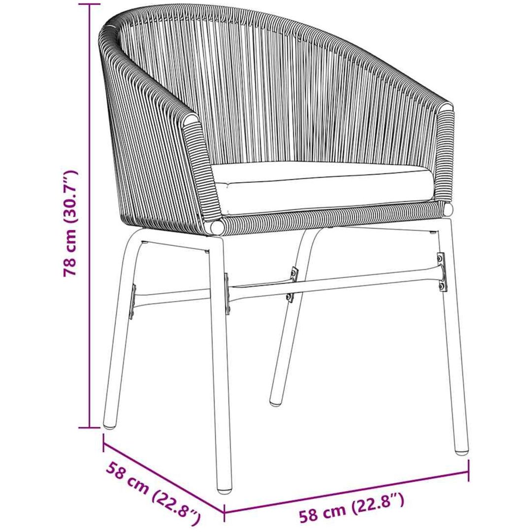 Trädgårdsmöbelset 9 pcs Grå Metallram, Rep, Tyg vidaXL Large – bild 11