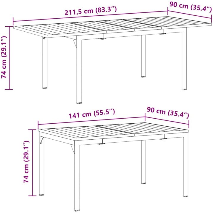 Trädgårdsmöbelset 9 pcs Grå Metallram, Rep, Tyg vidaXL Large – bild 12
