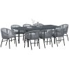 Trädgårdsmöbelset 9 pcs Grå Metallram, Rep, Tyg vidaXL Large – miniatyr 3